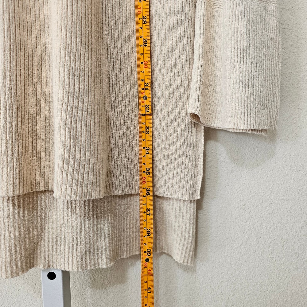 FREE PEOPLE Women's Criss Cross Pull-Over Cream Long Slit Tunic Sweater Sz L - Picture 14 of 14